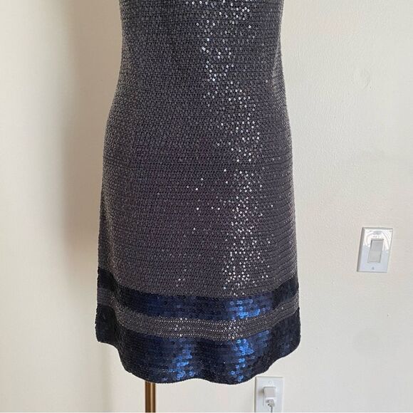 Iisli Knit Gray & Navy Sequin Mini Cocktail Dress Size Small - Picture 4 of 12
